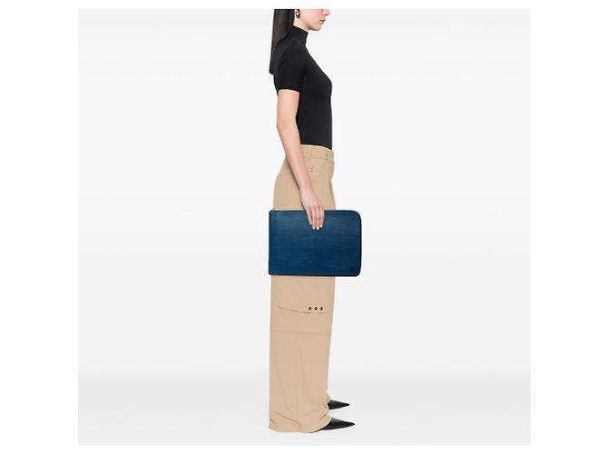 Borsa business portfolio Louis Vuitton Epi Poche Documents Blu - vista 6