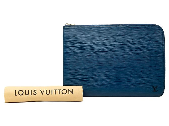 Borsa business portfolio Louis Vuitton Epi Poche Documents Blu - vista 7