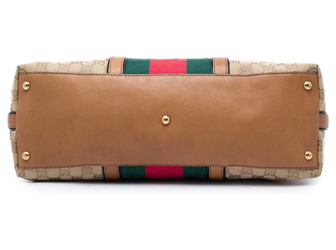 Borsa Satchel Gucci Rania Medium GG Canvas Web Beige - vista 3