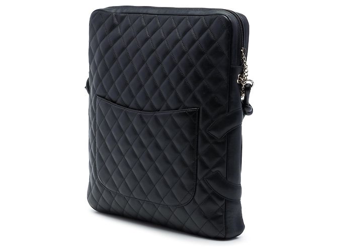 Borsa a tracolla Chanel Large Quilted Lambskin Cambon Ligne Nera Nero - vista 2