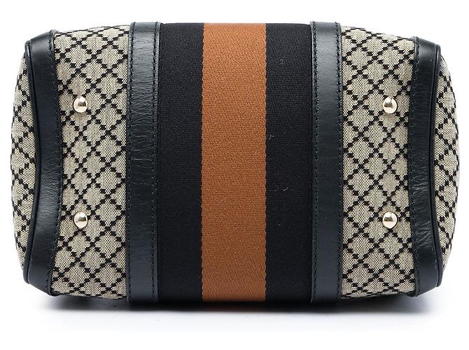 Borsa Boston Satchel Gucci Small Diamante Canvas Web Beige - vista 3