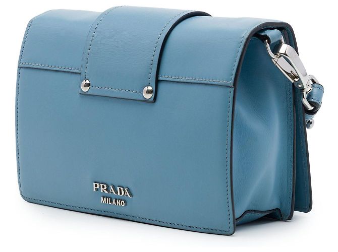Borsa a tracolla Prada City Calf Plex Ribbon Blu - vista 2