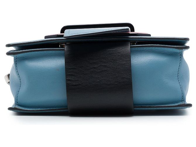 Borsa a tracolla Prada City Calf Plex Ribbon Blu - vista 3