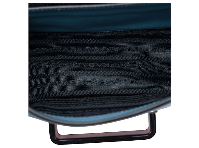Borsa a tracolla Prada City Calf Plex Ribbon Blu - vista 4