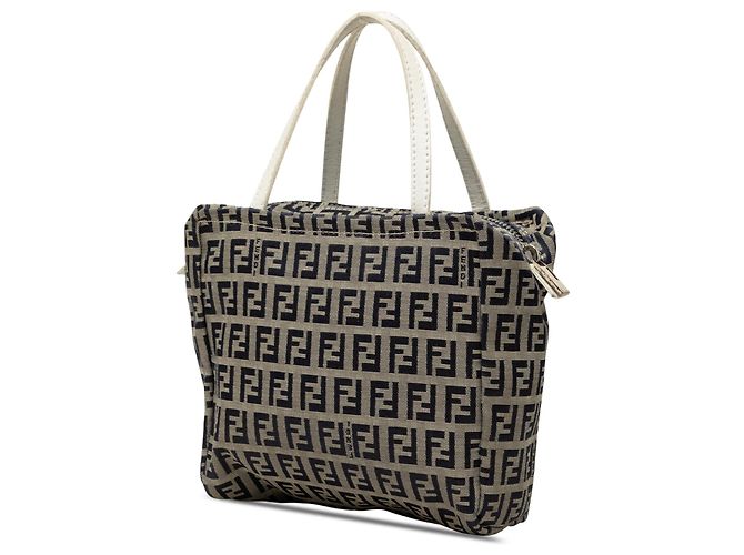 Borsa a mano Fendi Mini Zucchino Canvas Beige - vista 2