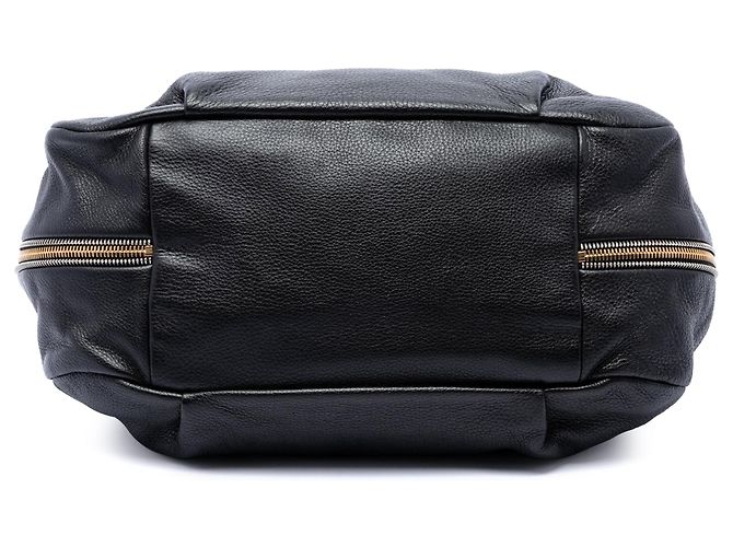 Borsa Tote Convertibile con Zip Laterale Prada Vitello Daino Nera Nero - vista 3