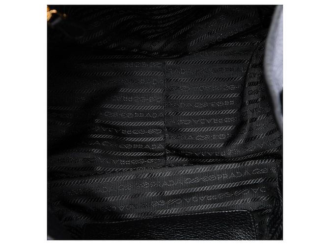 Borsa Tote Convertibile con Zip Laterale Prada Vitello Daino Nera Nero - vista 4