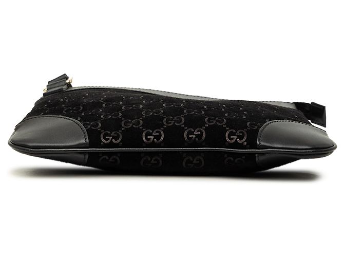 Borsa a tracolla Gucci GG in camoscio nero - vista 3