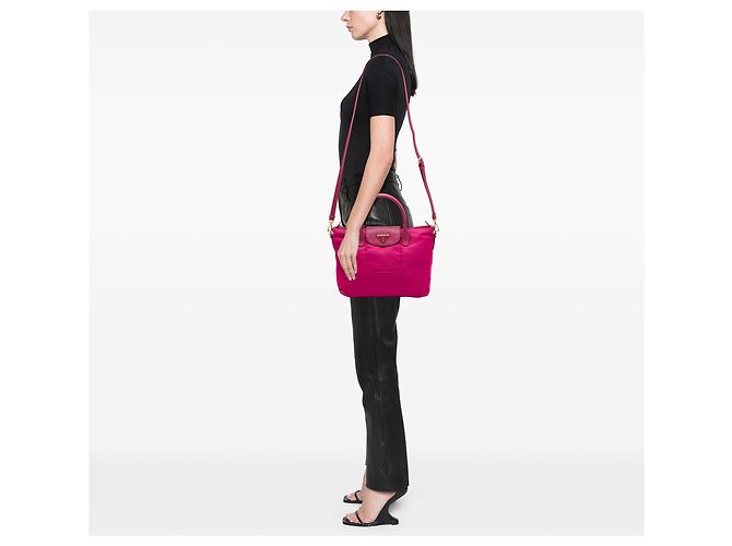 Bolsa Prada em Tessuto com acabamento em Saffiano Rosa - vista 6