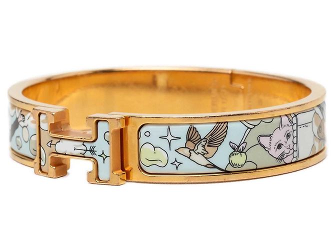Bracciale Hermès Clic H PM stretto in smalto blu Dans Les Nuages - vista 2
