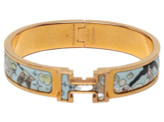 Bracciale Hermès Clic H PM stretto in smalto blu Dans Les Nuages - vista 4