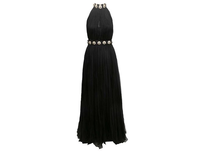 Vestido de seda estilo griego adornado Alexander McQueen negro Talla IT 42 - vista 2