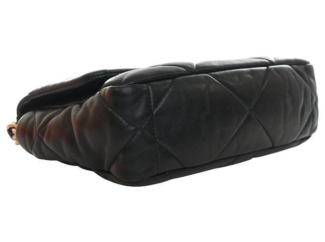 Borsa Chanel 19 Flap Satchel Medium in pelle di agnello nera Nero - vista 7
