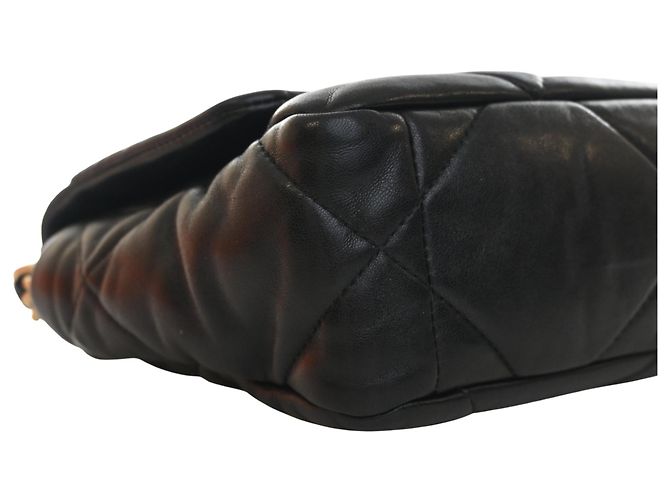 Borsa Chanel 19 Flap Satchel Medium in pelle di agnello nera Nero - vista 9