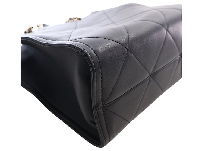 Sacola Chanel CC em pele de cordeiro acolchoada preta Preto - vista 10
