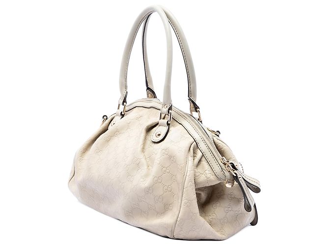 Borsa Satchel Gucci Guccissima Sukey Bianca Bianco - vista 2