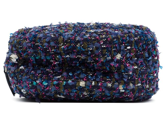 Borsa a tracolla rotonda in tweed matelassé Chanel CC viola Porpora - vista 3