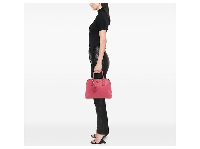 Borsa Promenade Satchel Prada Large Saffiano Lux Rosa - vista 6