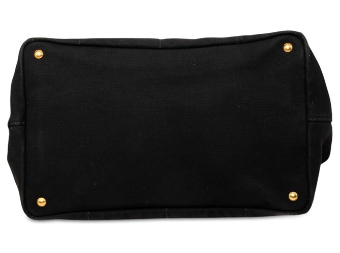 Borsa Tote Satchel Prada Large Canvas Canapa Logo Nera Nero - vista 3