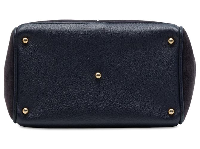 Bamboo Borsa Satchel Gucci in camoscio blu con bambù - vista 3