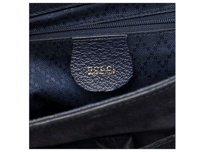 Bamboo Borsa Satchel Gucci in camoscio blu con bambù - vista 5