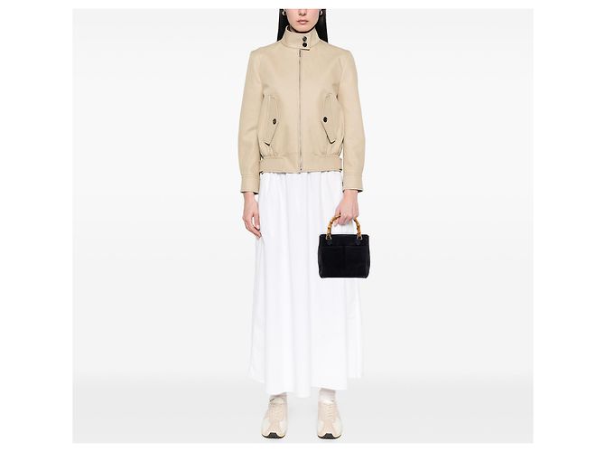 Bamboo Borsa Satchel Gucci in camoscio blu con bambù - vista 6