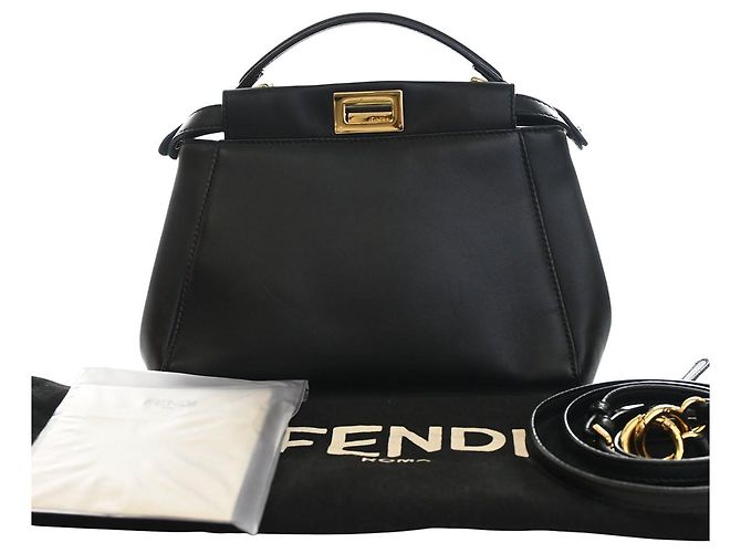 Borsa Mini Peekaboo Iconic in pelle nera Fendi Nero - vista 15