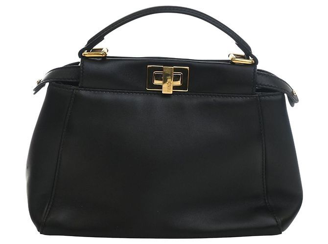 Borsa Mini Peekaboo Iconic in pelle nera Fendi Nero - vista 2