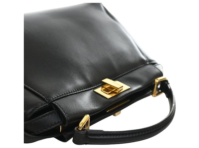 Borsa Mini Peekaboo Iconic in pelle nera Fendi Nero - vista 7