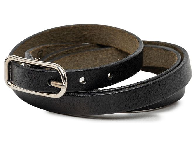 Bracciale Hapi I Triple Wrap in Swift nero placcato palladio Hermès - vista 2