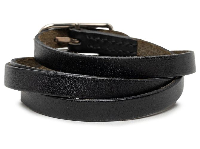 Bracciale Hapi I Triple Wrap in Swift nero placcato palladio Hermès - vista 3