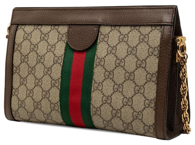 Borsa a Tracolla Gucci Small GG Supreme Web Ophidia con Catena Beige - vista 2