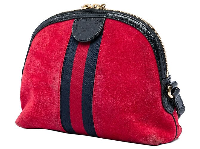 Borsa a tracolla Gucci Small Suede Web Ophidia Dome rossa Rosso - vista 2