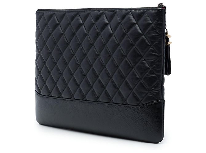 Clutch Chanel Gabrielle O Case Large in vitello invecchiato nero - vista 2