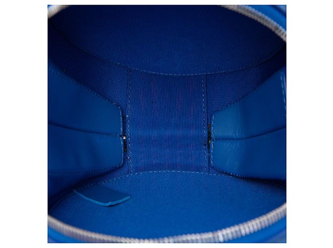 Borsa Satchel Chanel CC Round As Earth in vernice blu - vista 4