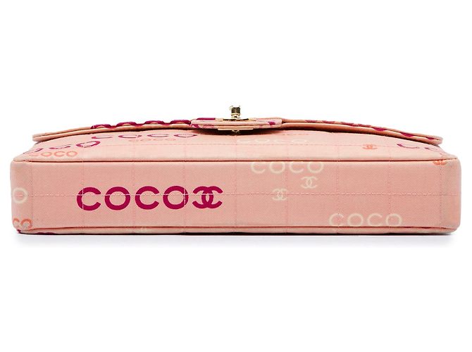 Sac à épaule Chanel CC Chocolate Bar Canvas Logo East West Flap Rose - vue 3