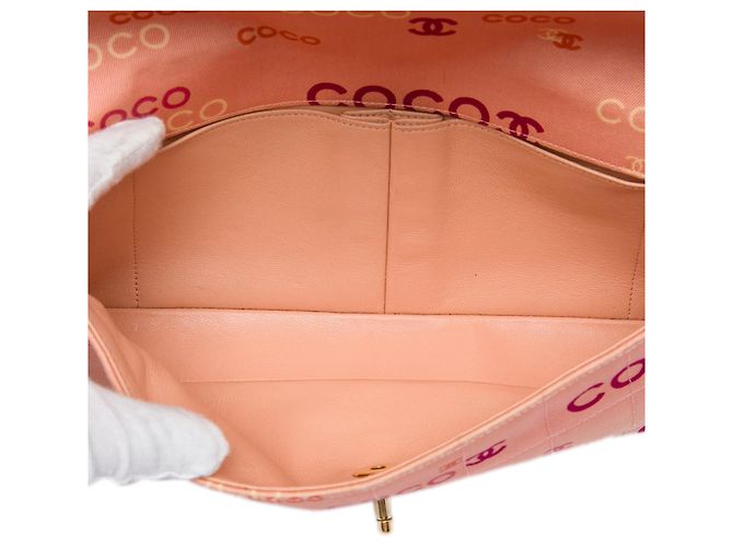 Sac à épaule Chanel CC Chocolate Bar Canvas Logo East West Flap Rose - vue 4