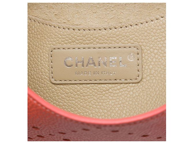 Sac bandoulière Chanel Small CC Perforated Caviar Messenger Flap Orange - vue 5