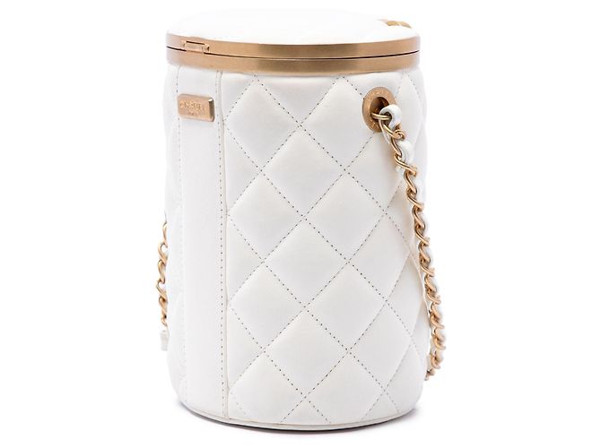 Borsa Chanel Small Quilted Lambskin Crown Box Bag Bianca Bianco - vista 2