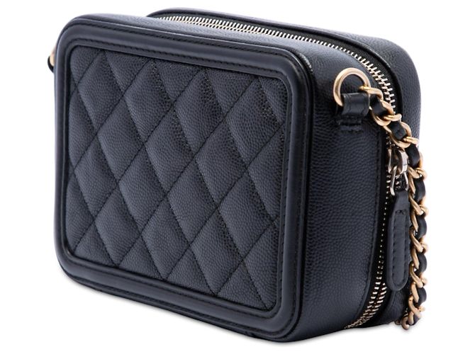 Clutch Vanity Chanel Caviar CC Filigree Nera con Catena e Tracolla Crossbody Nero - vista 2