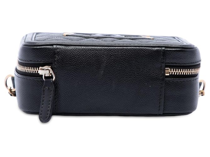 Clutch Vanity Chanel Caviar CC Filigree Nera con Catena e Tracolla Crossbody Nero - vista 3
