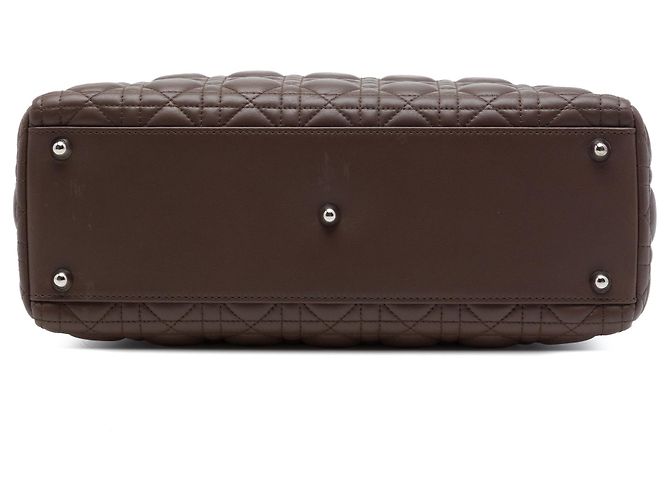 Autre Marque Borsa Lady Dior Large in pelle d'agnello Cannage Marrone - vista 3