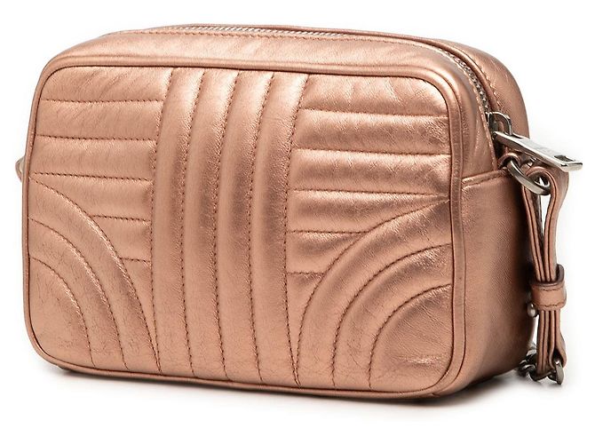 Borsa Camera Prada Diagramme in Nappa Metallizzata Rosa Impunture - vista 2
