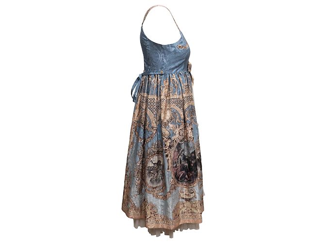 Autre Marque Abito Lolita Krad Lanrete Stampa Barocca Blu e Multicolor Dimensione US M - vista 2