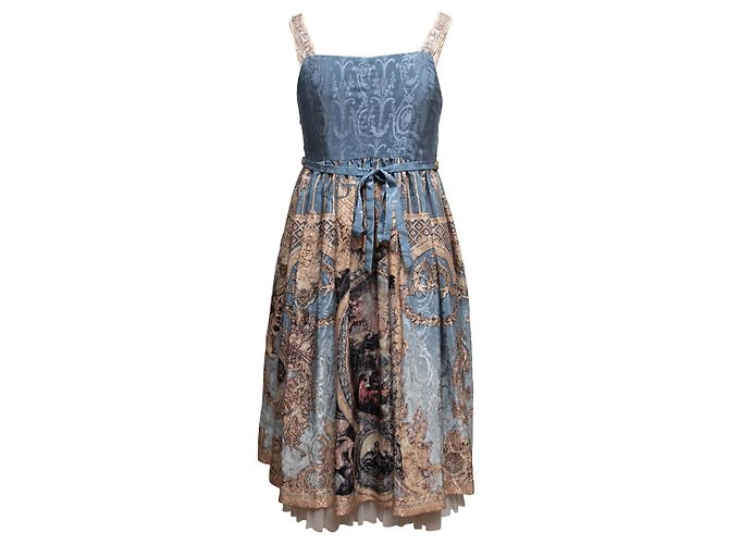 Autre Marque Abito Lolita Krad Lanrete Stampa Barocca Blu e Multicolor Dimensione US M - vista 3