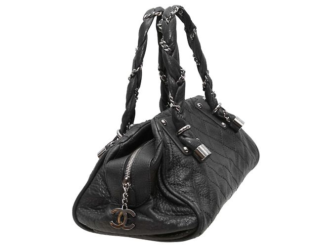 Borsa Bowler Chanel in pelle matelassé nera Nero - vista 2
