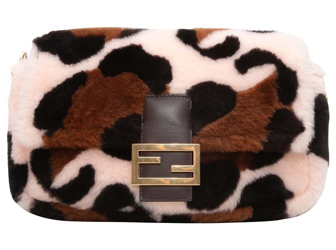 Fendi Baguette Tasche aus Shearling und Vitello in Leopard-Print, Braun & Multicolor - Ansicht 3