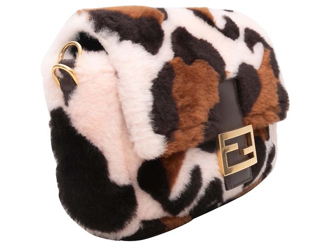 Fendi Baguette Tasche aus Shearling und Vitello in Leopard-Print, Braun & Multicolor - Ansicht 4
