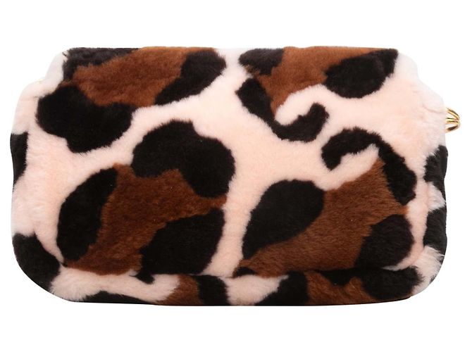 Fendi Baguette Tasche aus Shearling und Vitello in Leopard-Print, Braun & Multicolor - Ansicht 5