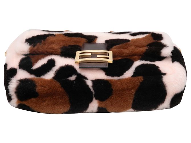 Fendi Baguette Tasche aus Shearling und Vitello in Leopard-Print, Braun & Multicolor - Ansicht 6